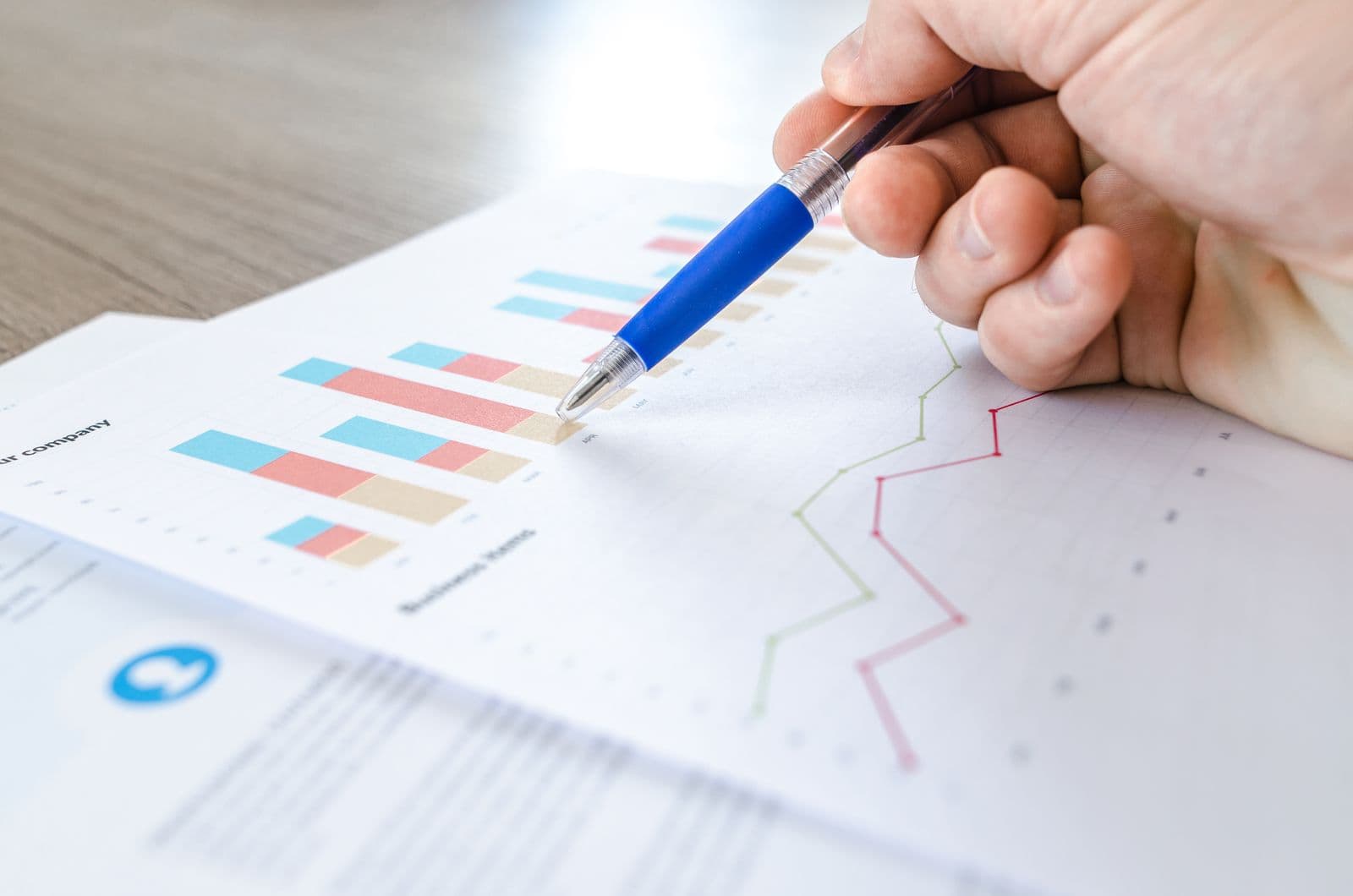 Hands reading performance charts — GROW